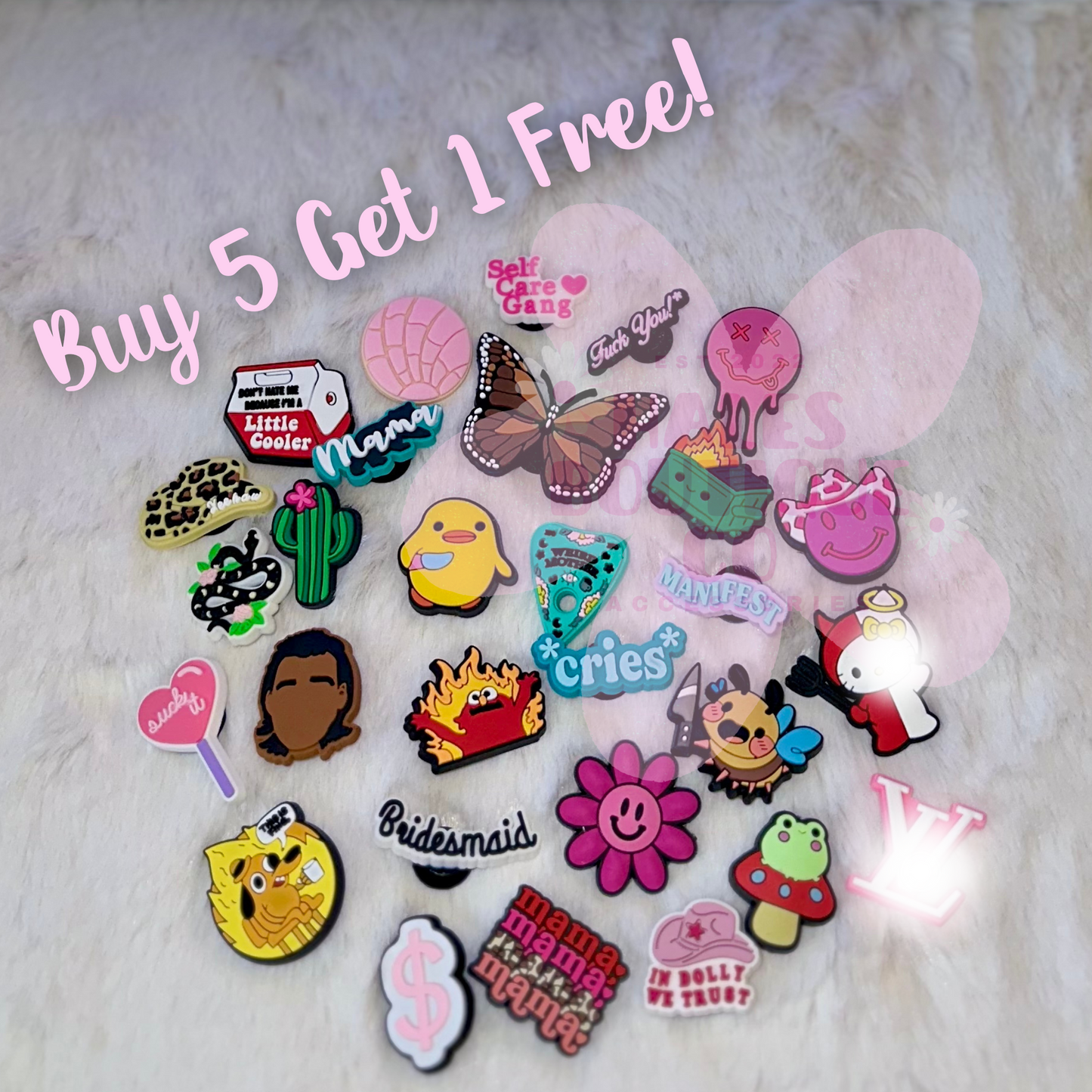 MEME DESIGNER PINK WESTERN CROC CHARMS 1-29