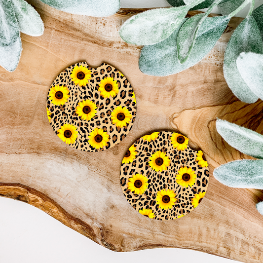 CHEETAH SUNFLOWER WESTERN COASTERS