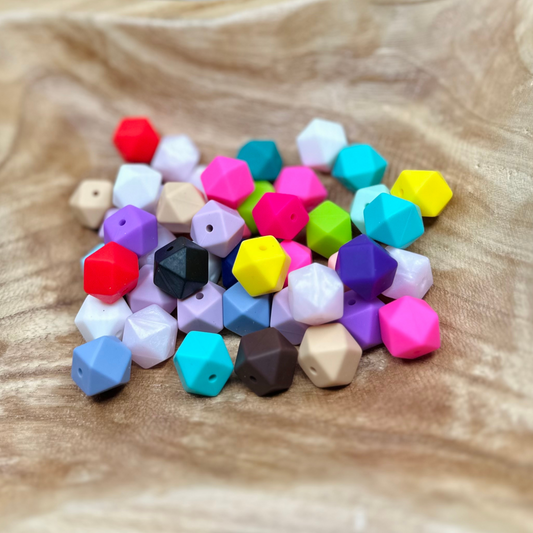 14MM SILICONE HEXAGON BEAD MIX-10PCS