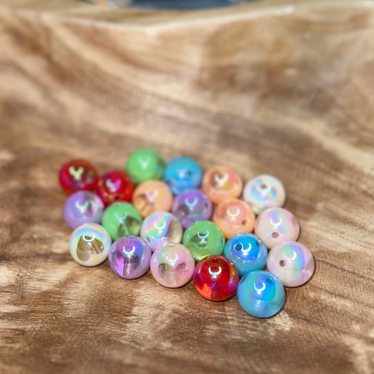 16MM ROUND UV HEARTS ACRYLIC BEAD MIX-10PCS