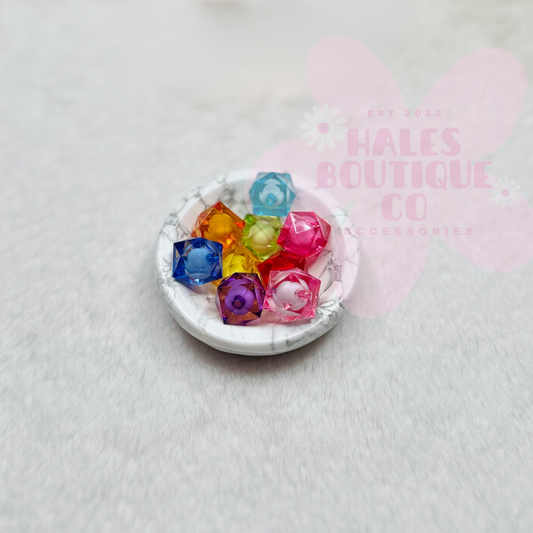 16MM DOUBLE LAYER HEX ACRYLIC BEAD MIX-10PCS