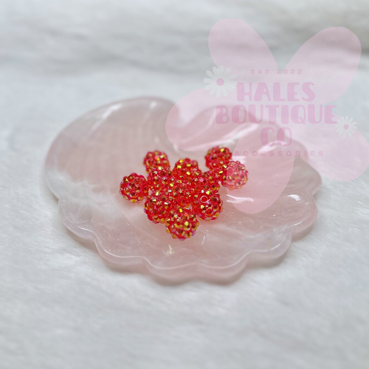 14MM RED AB RHINESTONE BEAD-1PC