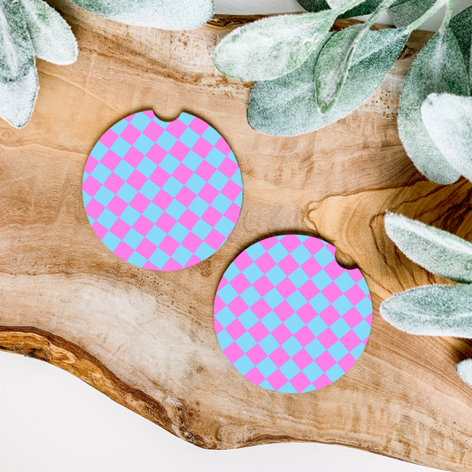 COTTON CANDY RETRO CHECKERED COASTERS