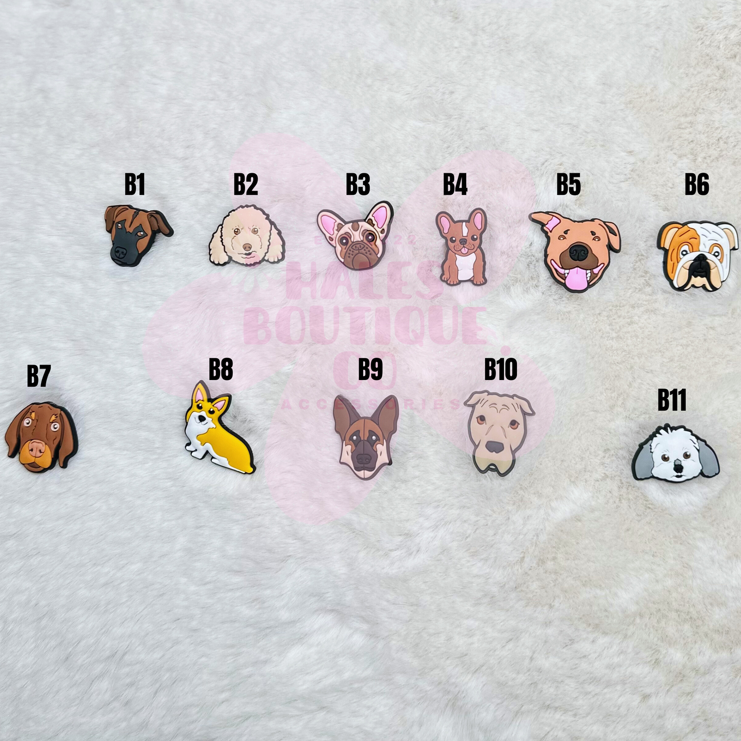 DOG ANIMAL FACE CROC CHARMS B1-B11