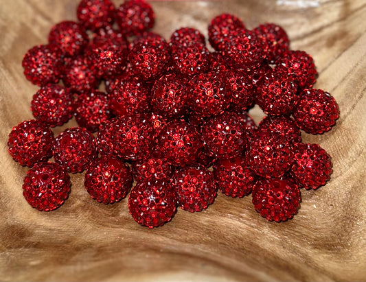 20MM RED RHINESTONE BEAD-1PC