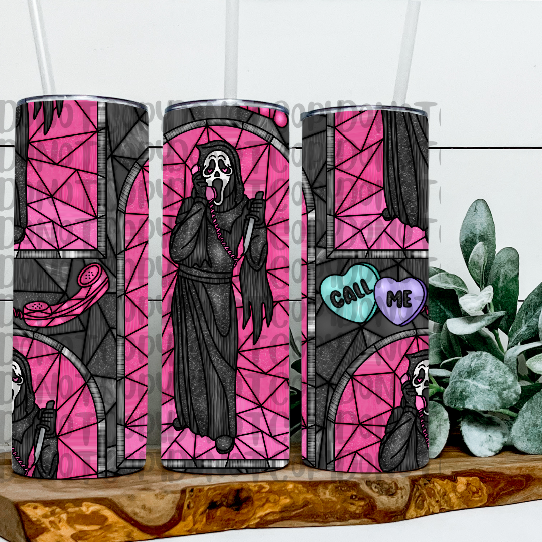 HORROR STAINED GLASS PINK GHOST TUMBLER