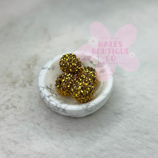 GOLD 20MM RHINESTONE BEAD-1PC