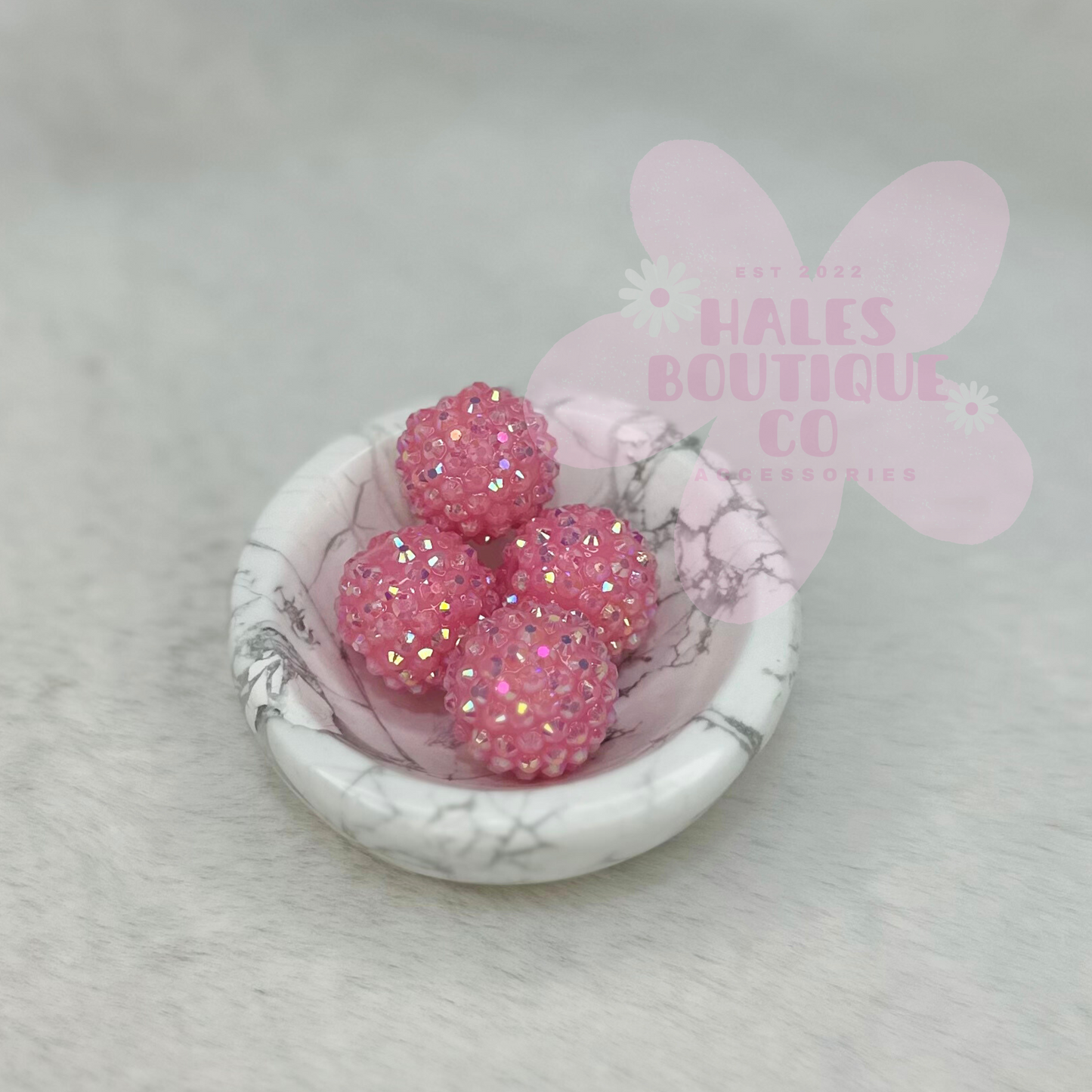 PINK 20MM RHINESTONE BEAD-1PC