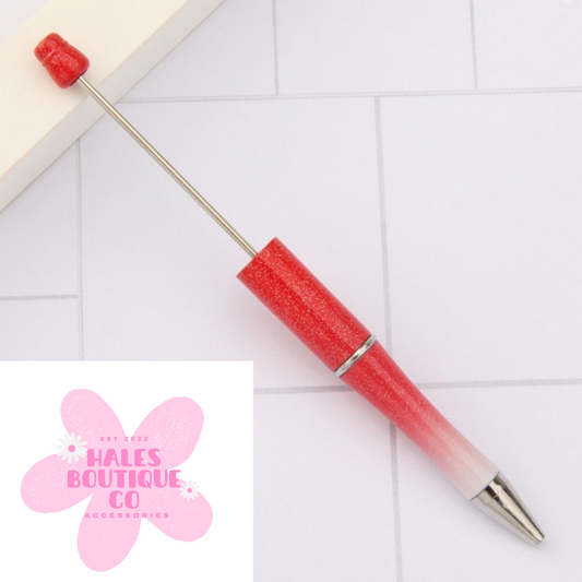 RED OMBRE GLITTER BEADED PEN BLANK-1PC