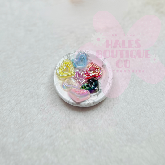 DOUBLE LAYER UV HEART ACRYLIC BEAD MIX-10PCS