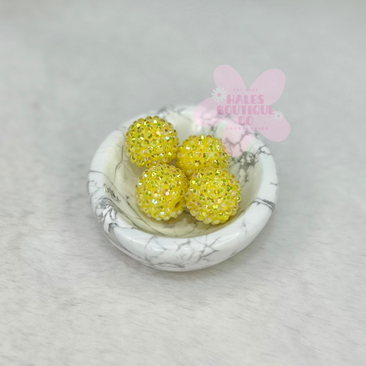 YELLOW 20MM RHINESTONE BEAD-1PC