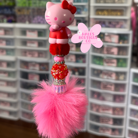 HK PINK CHARACTER BEADED PEN